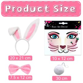 AEYAKA Rabbit Costume Rabbit Ears Headband Set Animal Costume Collar Plush Rabbit Ears Headband for Children Adults Carnival Cosplay Costume Party