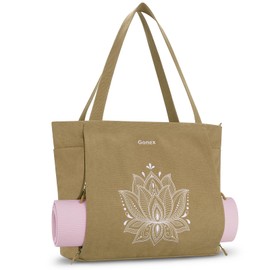 Gonex Yoga Bag, Large Pilates Bag with Multiple Pockets, Robust Canvas Waterproof Yoga Mat Bag with Full Zip, Unisex Carry Bag for Fitness, Travel, Women and Men