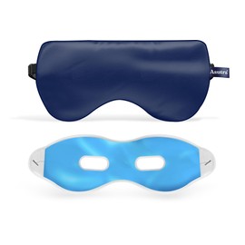 ASUTRA Silk Eye Pillow for Sleep, Navy | Filled w/Lavender & Flax Seeds | Weighted | Meditation & Light Blocking Blindfold
