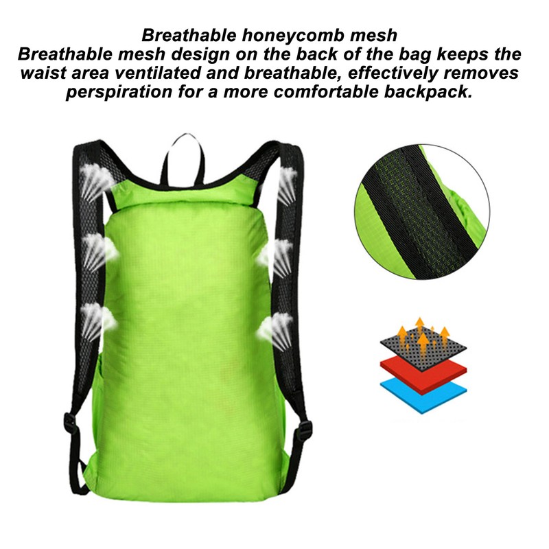 Packable Backpack Oxford Cloth 20L Foldable Waterproof Lightweight Multifunctional Hiking