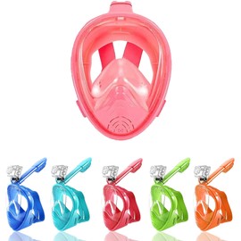 AouloveS Kids Snorkel Mask Full Face,Snorkeling Gear for Kids 4-16 with Camera Mount, 180 Degree Panoramic View Snorkeling Set Anti-Fog Anti-Leak