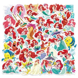 Pack of 50 Mermaid Stickers, Cute Mermaid Princess Stickers, Kawaii Waterproof Vinyl DIY Sticker Set for Skateboard, Car, Laptop, Guitar, Teenagers, Children