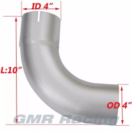 GMR Racing Aluminized 4" ID/OD 90 Degree Exhaust Truck Elbow 10"Length Truck Arms