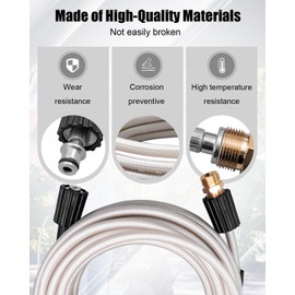 QAGGUM 50FT Pressure Washer Hose Fit for Most Pressure Washers, with Outlet Connector Replace 7106686 Fit for Simpson Cleaning 40226, 3700 PSI 5/16 Inch Inner Diameter