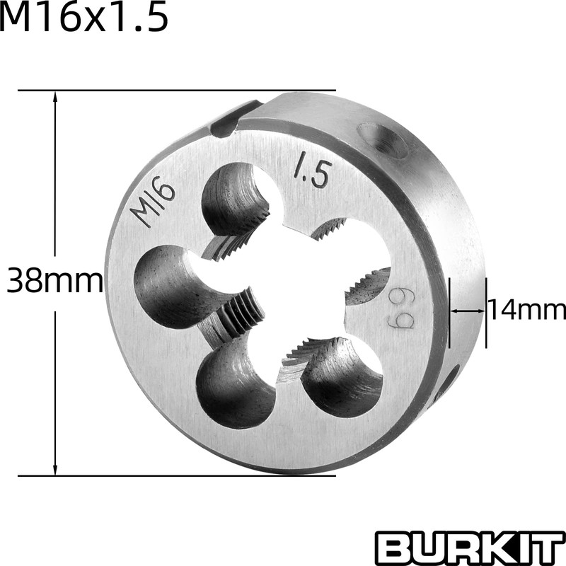 Burkit M16 X 1.5 Tap and Die Set, M16 x