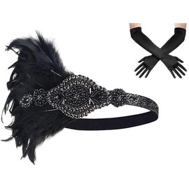 1920s Flapper Accessories 20s Gatsby Costume Accessories Set for Women Headband Gloves Holder