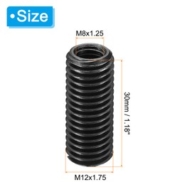 PATIKIL Grade 8.8 Carbon Steel Threaded Repair Insert Nut, 3pcs M8x1.25 Female to M12x1.75 Male Screw Sleeve Inserts Reducing Adapter Reducer 30mm