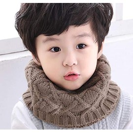 Unisex Baby Kids Toddler Boys Girls Hot Fashion Thick Knitted Winter Warm Infinity Scarf Warmer Winter Knit Scarf O Ring Neck Scarf Wrap Scarves (Khaki)