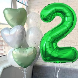 YFHVJTKO Dark Green 40 Inch Number 2 Foil Mylar Big Balloons 2nd Celebration Decorations for 2nd Birthday Party Wedding Bridal Shower Engagement Photo Shoot Anniversary Decoration (Green, 2)