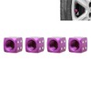 Set of 4 Shiny Purple Cube Valve Caps for Cars