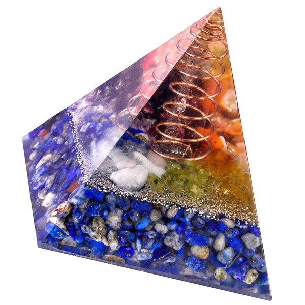 KYEYGWO Lapis Lazuli Energy Pyramid Gemstone with Copper Wire, Reiki