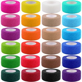 24 Pack Self Adhesive Bandage Wrap,Cohesive Wrap Bandages,Self Adherent Wrap 1 Inch X 5 Yards,Breathable Stretch Sports Tape,Elastic Self Adhesive Tape for Sports Wrist Ankle Athletic