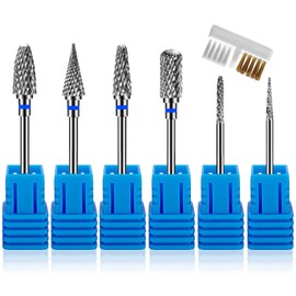 Pack of 7 Nail Drill Bits, Nail Cutter Attachments, Nail Drill Bits Professional Nail Drill Bits Manicure Carbide, Remove Gel Nails, with Brush (Style 1)
