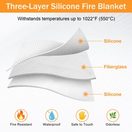 Mondoshop Silicone Fire Blanket for Home - 4Pack 40"x40" Emergency Fire Blankets for Kitchen, Fire Retardant Blankets for Car, Camping, Grill, Office, Warehouse, School, Picnic