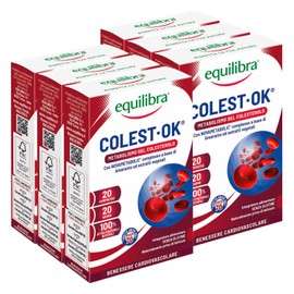 6x Equilibra Colest OK Metabolismo del Colesterolo Novametabolic con Amaranto Ulivo e Mela Cotogna 100% Attivi Vegetali - 6 Confezioni da 20 Compresse
