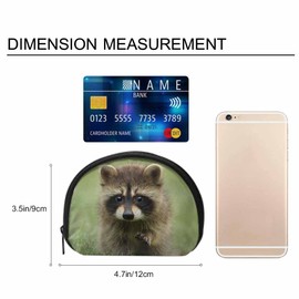IBILIU Small Coin Purse Cute Animal Raccoon Print Mini Wallet Coin Pouch Change Purse For Women Men