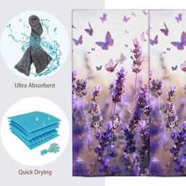 Turamurra Hand Towels Set of 2 Butterfly Lavender Themed Towels for Bathroom Decorative, Bath Towels, Soft Absorbent Towels for Farmhouse Home Decor Gifts for Women 14 x 28 in