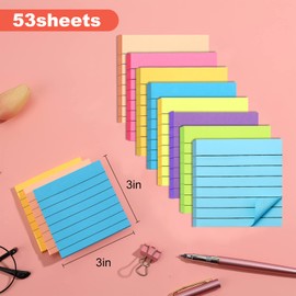 LJ010 32 Pack Lined Sticky Notes 3x3, Bright Ruled Post Stickies Self Adhesive Memo Papers with Lines for Office, Home, School, Meeting