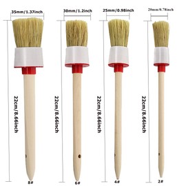 Natural Bristle Chalk Paint Wax Brush Wood Handle Round Paint Brushes ，for Paint Oil Watercolor Paints，Waxing Brushes,Furniture, DIY Art Crafts(7PACK)