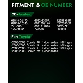 SZKAIDAG ‎69810-02170 Front Right Power Window Regulator with Motor for:-Toyota Corolla 2003 2004 2005 2006 2007 2008, for Corolla 03 04 05 06 07 08, with 2 Pins, OE# 669810-12610 741-506 125-58961R