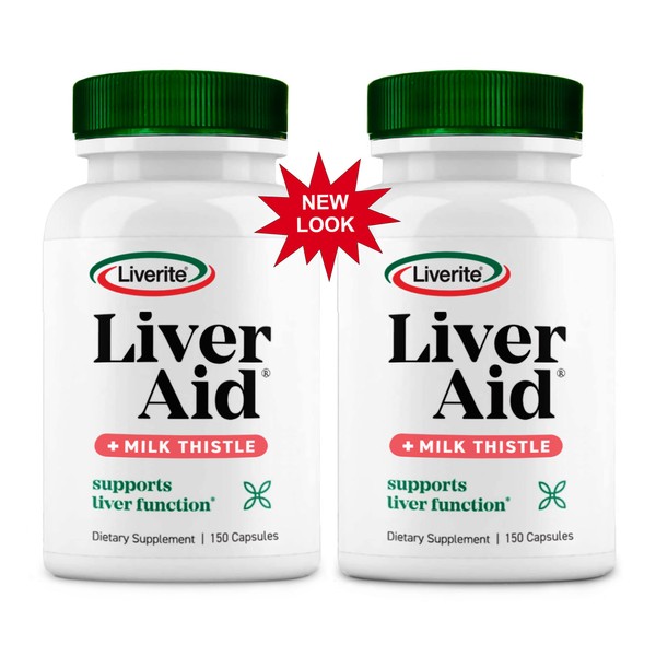 Liverite Liver Aid with Milk Thistle 2-Pack 150 Capsules (Total 300), Liver Support, Liver Cleanse, Liver Care, Improves Energy