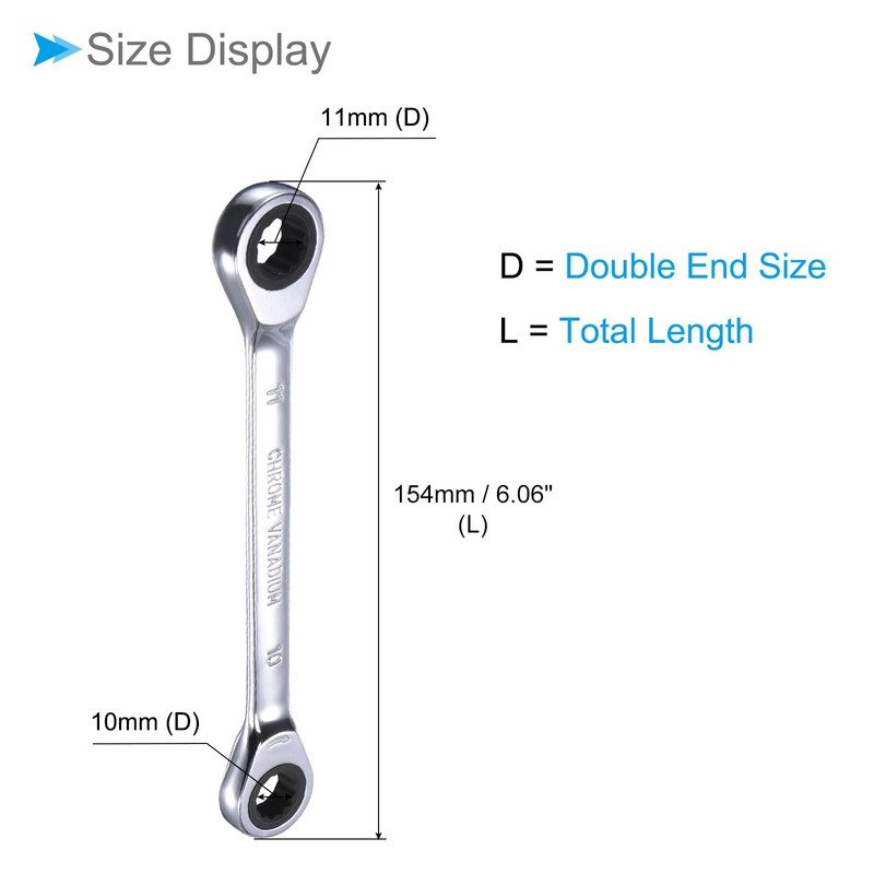 CoCud Double Box End Reversible Ratcheting Wrench, Metric 10 by