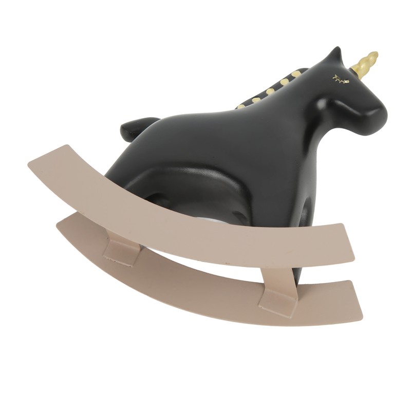 Rocking Horse Statue Black Small 13.5x4.5x14.5cm/5.3x1.8x5.7 Decorative Horse Sculpture Crafts