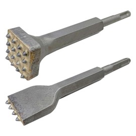 2Pcs SDS Plus Bushing Tool Bit, 4 Tips SDS Plus Rake Bit & 16 Tips SDS Max Bushing Bit Alloy Steel Drill Bit Concrete Roughness Coating Remove Bushing Bit for Rotary Hammer Brick Wall Stone