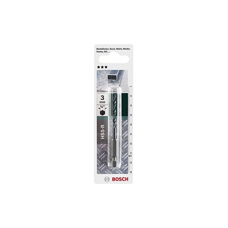 Bosch 2609255140 Hex Shank Metal Drill bit, 3 mm Diameter