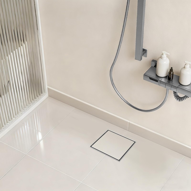 EBYTE Square Shower Drain, 6 Inch Brushed Nickel 304 Stainless
