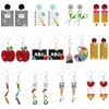 Laffact Teacher Acrylic Earrings for Women, 12 Pairs Back to