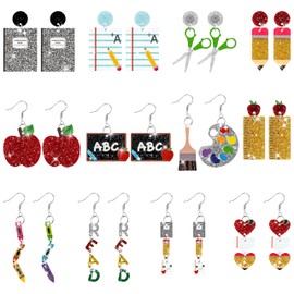 Laffact Teacher Acrylic Earrings for Women, 12 Pairs Back to School Gifts