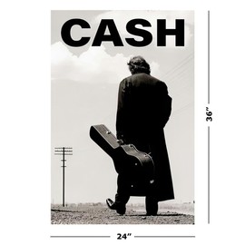 Johnny Cash - Music Poster (Walking With Guitar Case - B&W) (Size: 24" x 36")