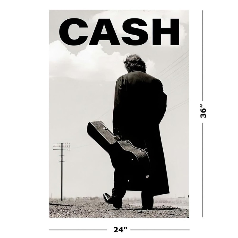 Johnny Cash - Music Poster (Walking With Guitar Case -