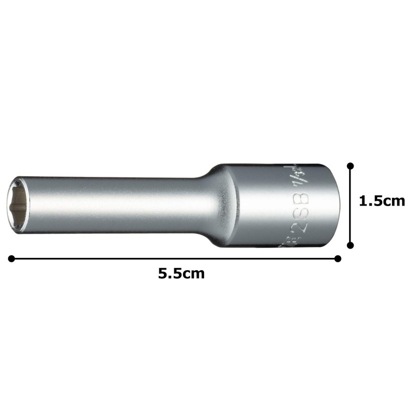 トネ(TONE) ディープソケット(6角) 2SB-07L 差込角6.35mm(1/4") 二面幅7/32inch インチ