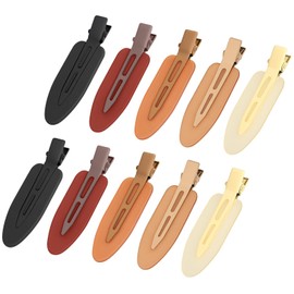 10 Pcs No Crease Bend Hair Clips, Creaseless Flat Makeup Hairpin for Hairstyle Hairdressing, No Slip Makeup Clips for Women Girls Salon Hairstyle Supplies, Black Dark Brown Beige