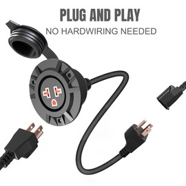 Outdoor Outlet Extender, Weatherproof Power Outlet, Receptacle Outlet,125 Volt NEMA 5-15R, RV Electrical Outlet with Integrated 20-Inch Extension Cord 12AWG, Outdoor Outlet Cover.