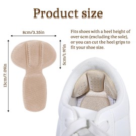TIESOME Adhesive Heel Cushion Pads, 6 PCS Back of Heel Grips Inserts Reusable Heel Guards Liners for Improving Shoe Fit Anti Blister Shoe Liners Heel Protectors for Too Big Loose Shoes(Beige)