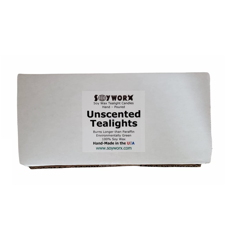50 Soy Tealights by Soyworx Unscented All Natural Color White