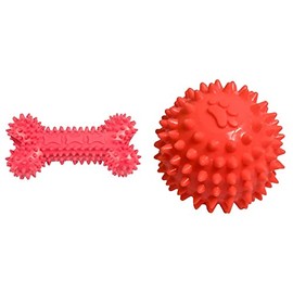 Fancy Pets Juguete en Forma de Hueso de Caucho para Perro, Varios Colores  Juguete d Pelota de Caucho Spiny para Perro                                