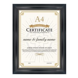 GraduatePro Picture Frame A4 Frame Certificate Plastic for Certificates Diploma Wall Hanging Gold Beads Vintage University Certificate Frame Black