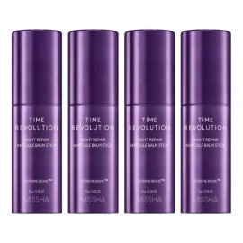Missha 미샤 타임 레볼루션 나이트리페어 앰플밤 스틱, 10g, 4개 [10g x 4개] Missha Time Revolution Night Repair Ampoule Balm Stick, 10g, 4pcs [10g x 4pcs]
