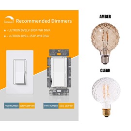 Vintage LED Edison Bulb G30 4W Dimmable LED Filament Bulb Globe Pineapple Shaped Light Bulb 2300K Warm White E26 400LM Equivalent 40W Incandescent (Amber)