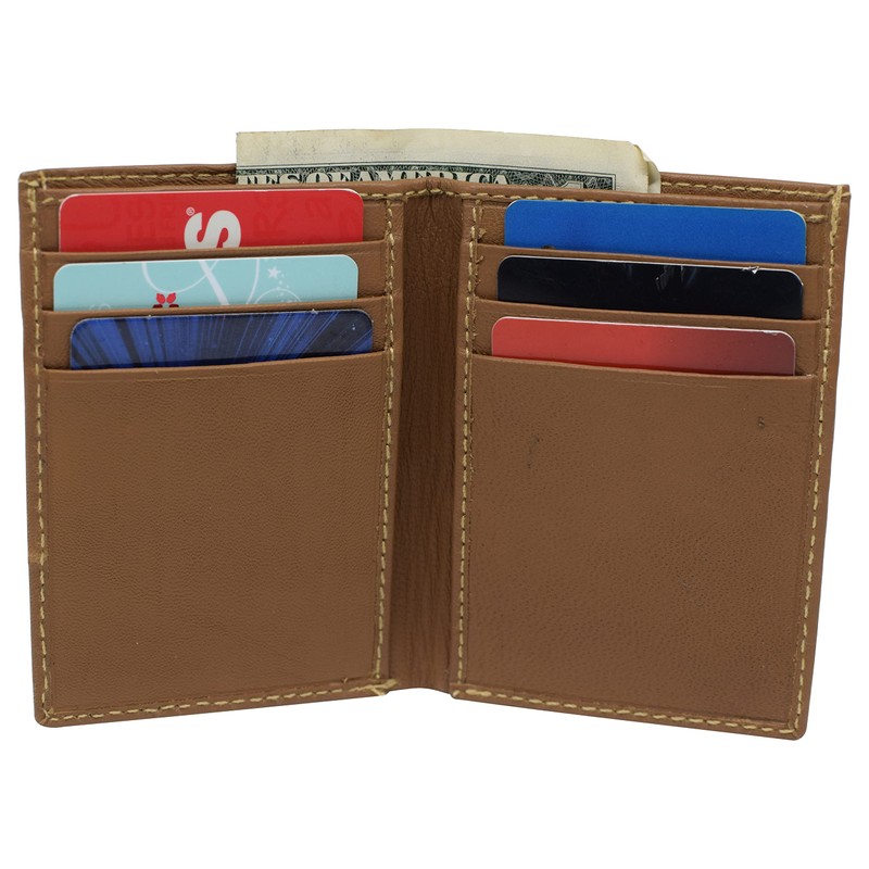 RFID Blocking Mens Slim Bifold Wallet Genuine Leather Front Pocket