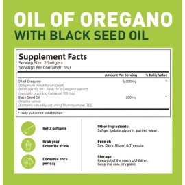 Oil of Oregano Softgels with Black Seed Oil - 6000mg Oregano Oil