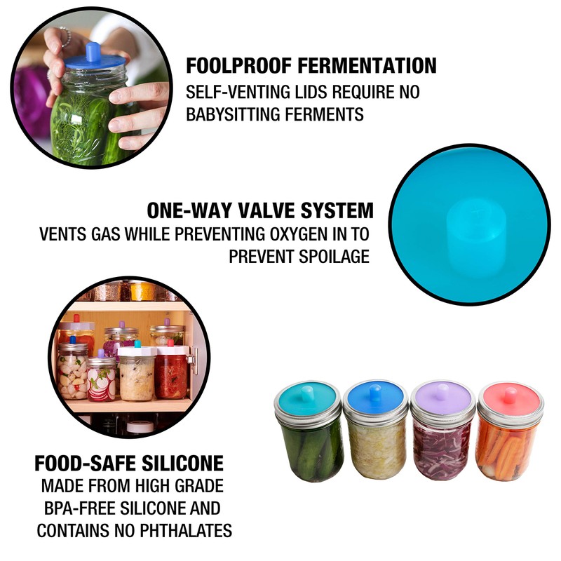 Masontops Pickle Pipes - Airlock Fermentation Lids - Fermentation Kit