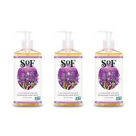 SoF Nourishing Hand Wash - With Moisturizing Sea Algae, Coconut & Olive Oil- Vegan & Non GMO- Free From Phthalates, Sulfates & Parabens- Lavender Fields - 8 oz Bottle 3 Pack