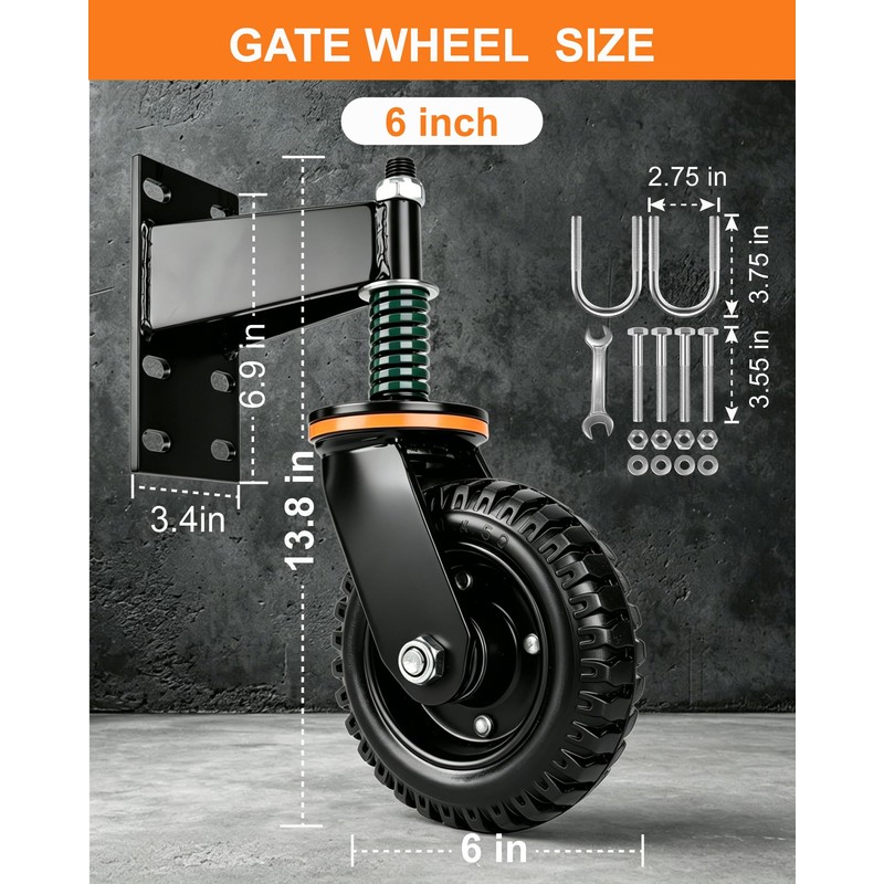 Gate Wheel - 6inch Heavy Duty Gate Wheels for Wooden