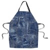 afidomu Kitchen Cooking Apron Denim Texture Patchwork Indigo Apron Home