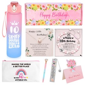 XOTOBO Birthday Gifts for Girls Age 10 13, 8pcs Birthday Gifts Include Kids Water Bottle with Straw 27 oz, Pearl Jewelry, 10 13 Year Old Girl Gift Ideas, Gifts for Sister